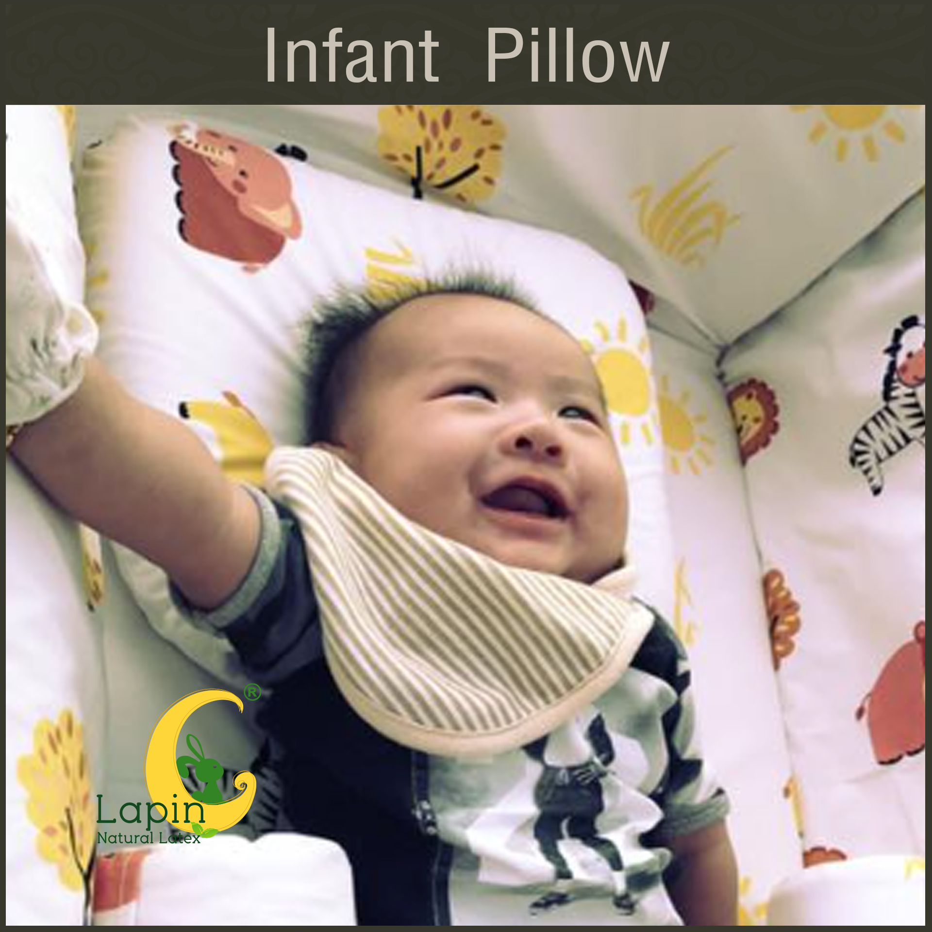 Latex Baby Pillow (Infant Pillow) หมอนหลุมทารกน้อย (ลายช้างต้นไม้)