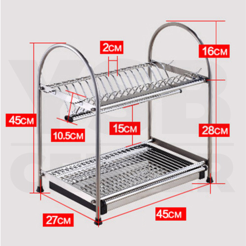 ที่คว่ำจานสแตนเลส304 แบบ 2 ชั้น กว้าง 45cm ลึก 27cm สูง 45cm รุ่น C1L001-SUS304-245