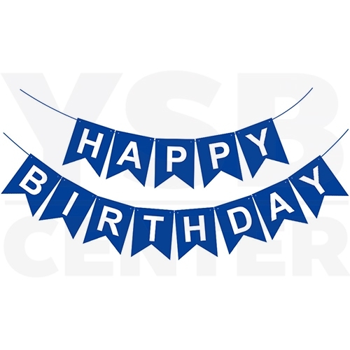 ป้ายวันเกิด ธง HBD ธีมน้ำเงิน พร้อมอุปกรณ์ตกแต่งงานปาร์ตี้ รุ่น B1S067 - NG