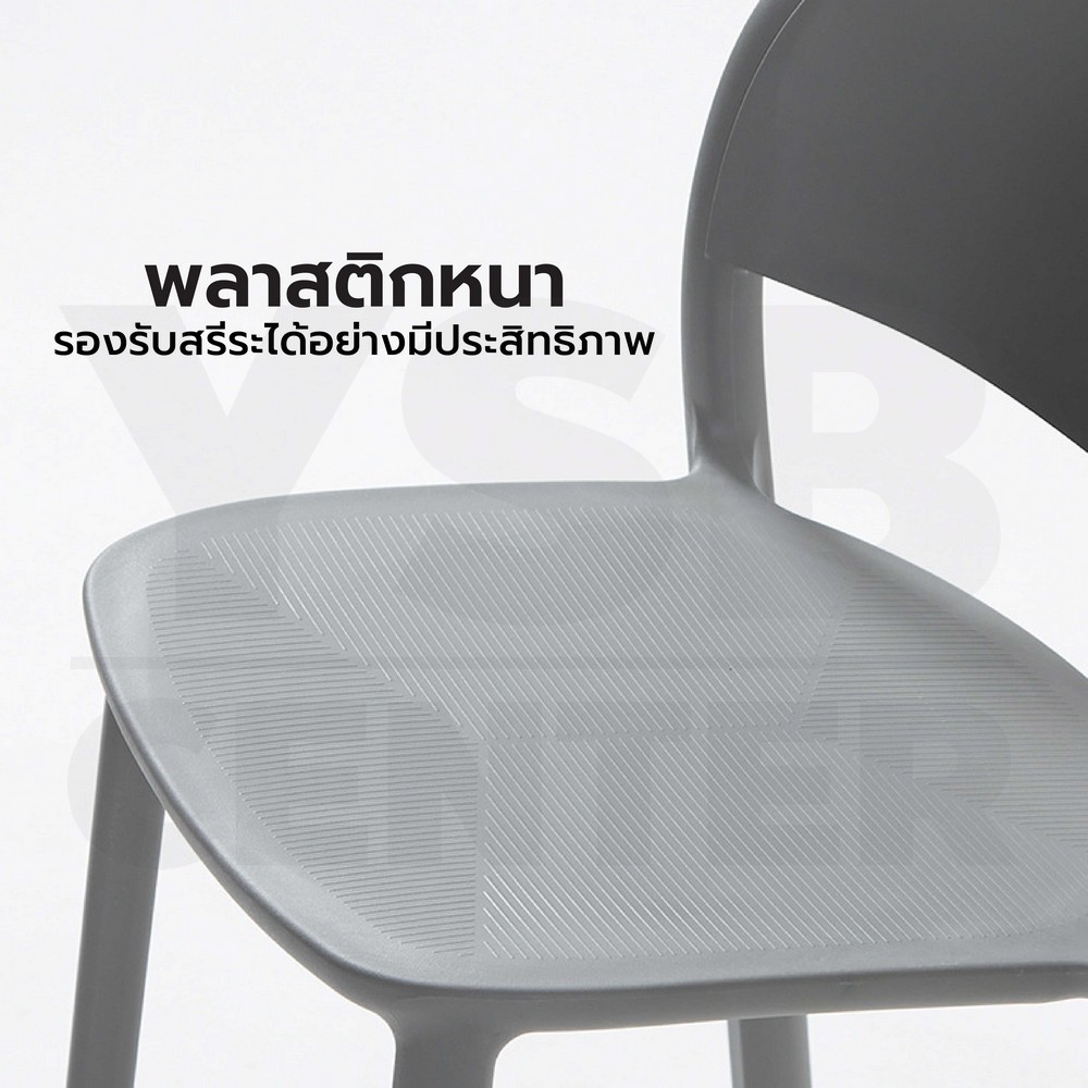 เก้าอี้บาร์ ทรงสูง พลาสติก PP แข็งแรงหนา รับน้ำหนักได้เยอะ ขึ้นรูปทั้งชิ้น