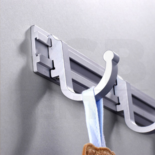 ราวตะขอแขวนอเนกประสงค์ อลูมีเนียม 8 ตะขอ แบบเลื่อนได้ C1M080-ALM-8053-08