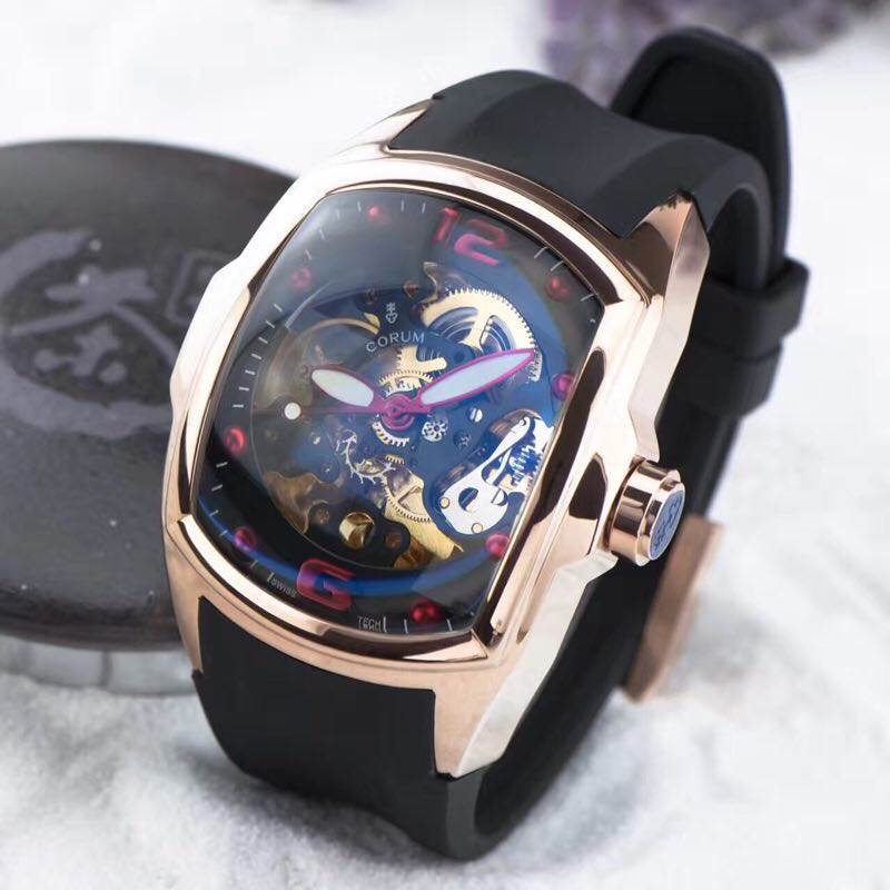 นาฬิกา Corum Automatic Body Swiss Pink Gold สายซิลิโคน เลขแดง Auto