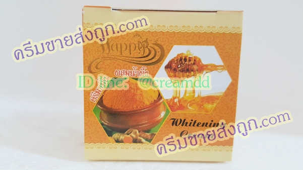 ครีมขมิ้นผสมน้ำผึ้ง Happy ครีมแก้สิว ครีมหน้าใส กล่องสีส้ม เนื้อขมิ้นแท้ ขายส่งถูก Whitening Cream