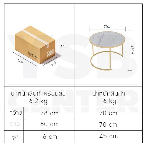 โต๊ะ โต๊ะกลม โต๊ะข้าง โต๊ะอเนกประสงค์ ลายหินอ่อน และลายไม้ ขนาด 70 X 70 x 45 CM.