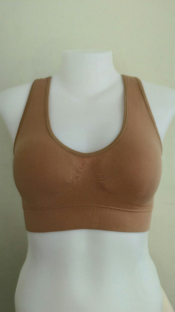 บราสวมสบาย Sport bra สปอร์ตบรา หลังกล้าม T สีเนื้อ S/M/L