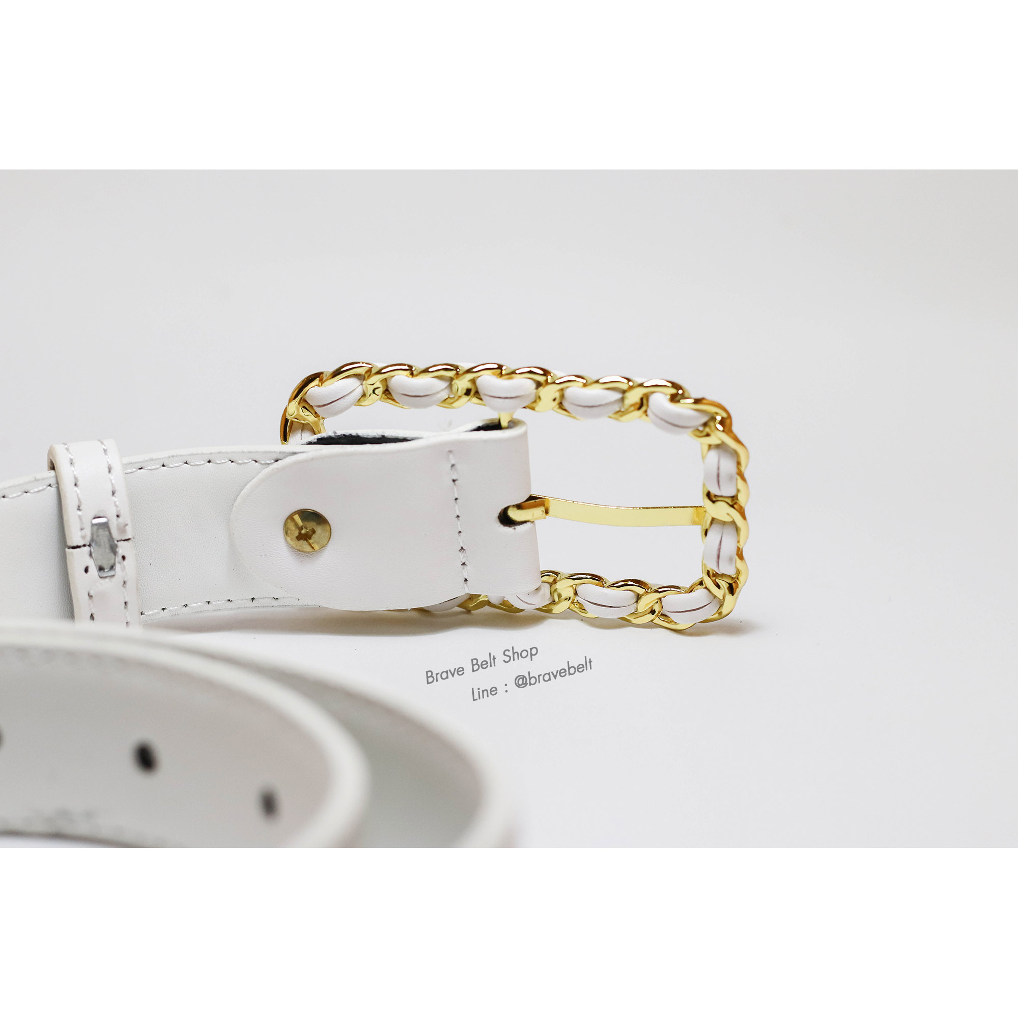 เข็มขัดหนังผู้หญิงแบบแฟชั่นหนังแท้สายเย็บสวย