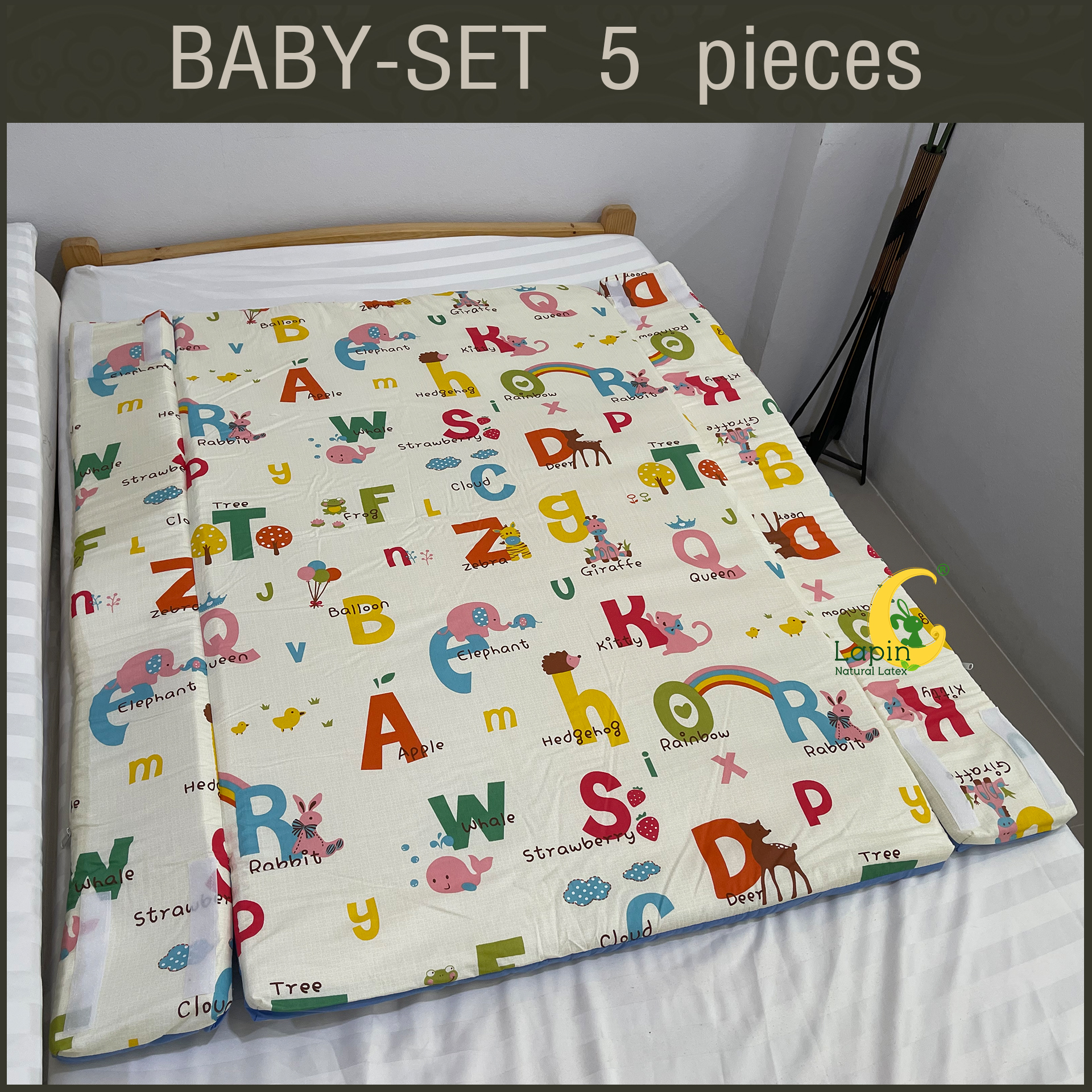 ที่นอนเด็กอ่อนยางพาราแท้ set 5 ชิ้น (ขอบตั้งได้ ที่นอนซิปเปิดได้) รุ่นใหม่