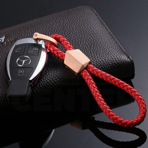 JOBON พวงกุญแจ พวงกุญแจรถยนต์ เกรดพรีเมี่ยม หนังแท้ ถักด้วยมือ มาพร้อมตัวล็อค รูปทรงตัวยู