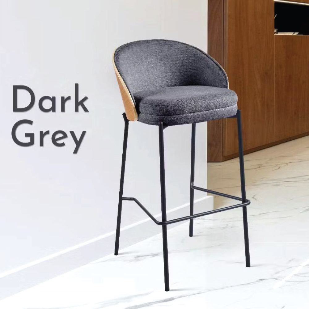 เก้าอี้บาร์ เบาะผ้าหนา ขาโลหะชุบสีดำ พนักพิงไม้ แข็งแรง ที่นั่งกว้าง นั่งสบาย YL0248 - YL0249