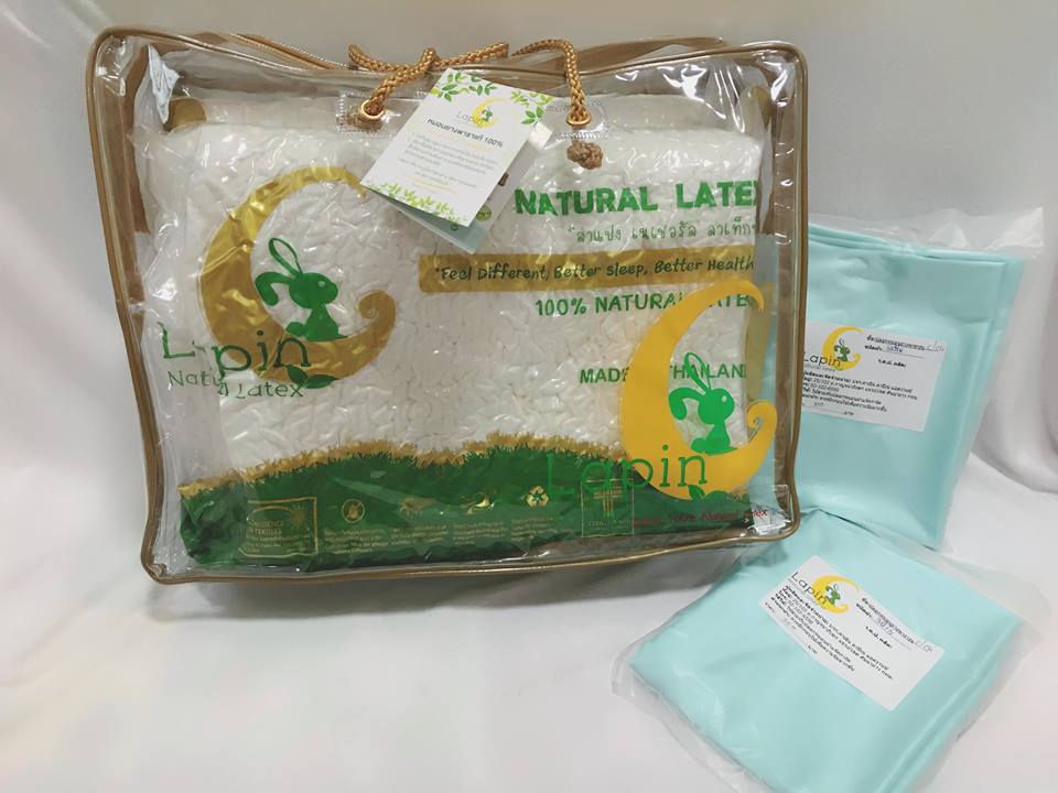 หมอนยางพารา2+ปลอกซาติน2(Pro03)*รุ่นธรรมดาสีขาว*