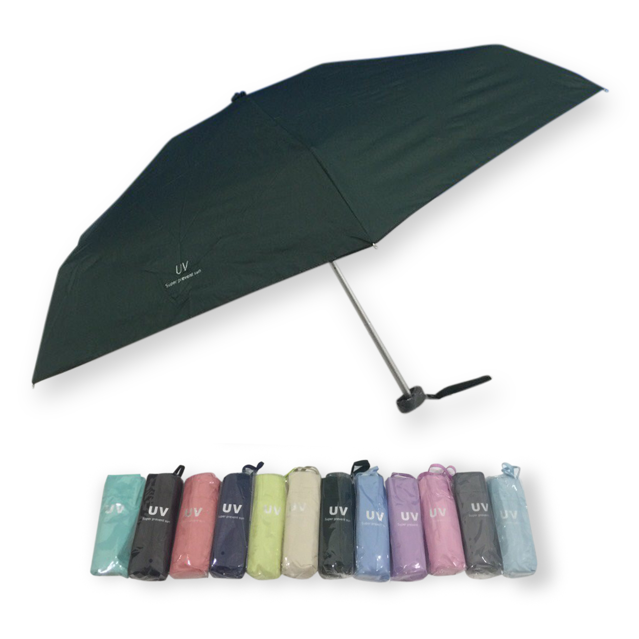 ร่มGBU5ตอนรหัส GM523ยูวีสีดำ นํ้าหนักเบา