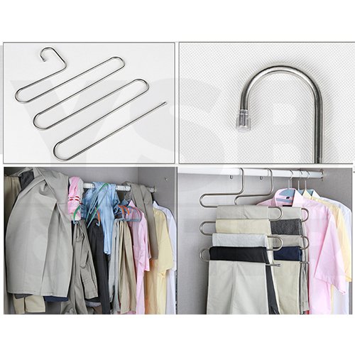 ชุด SET 2ชิ้น ไม้แขวนกางเกง แสตนเลส แบบประหยัดพื้นที่ ภายในตู้เสื้อผ้า รุ่น CB0026-HC008-36X38-02