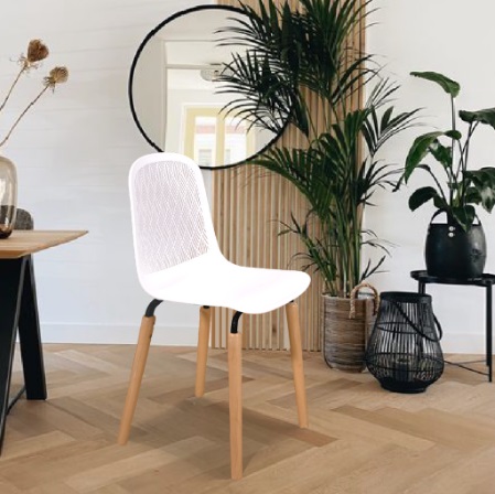 เก้าอี้ เก้าอี้สไตล์นอร์ดิก เก้าอี้ตกแต่งร้าน เก้าอี้ทานอาหาร เก้าอี้พลาสติก ขาไม้