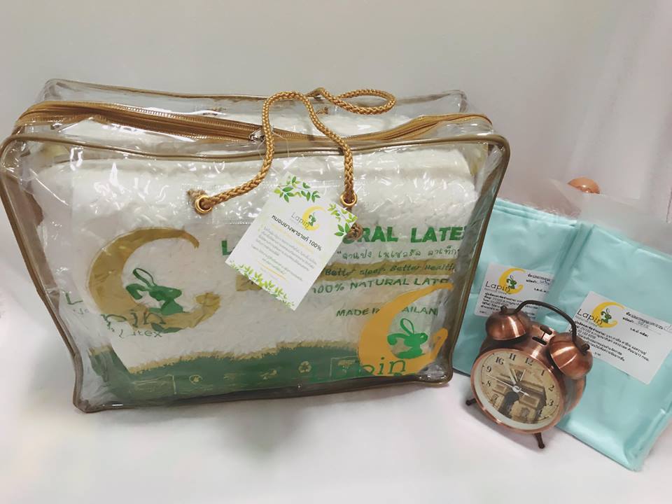 หมอนยางพารา2+ปลอกซาติน2(Pro03)*รุ่นธรรมดาสีขาว*