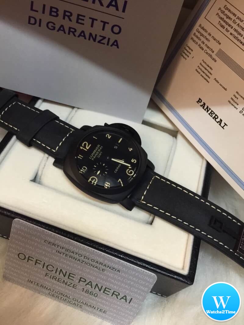 นาฬิกา Panerai Luminor GMT Pam 441 Ceramic PVD สายหนังดำแท้