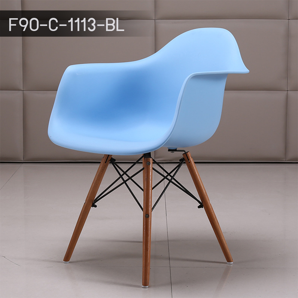 เก้าอี้ ที่นั่งพลาสติกมีที่พักแขนสไตล์โมเดิร์น ขาไม้บีช ขนาด 55x60x81 cm. รุ่น F87 - F91