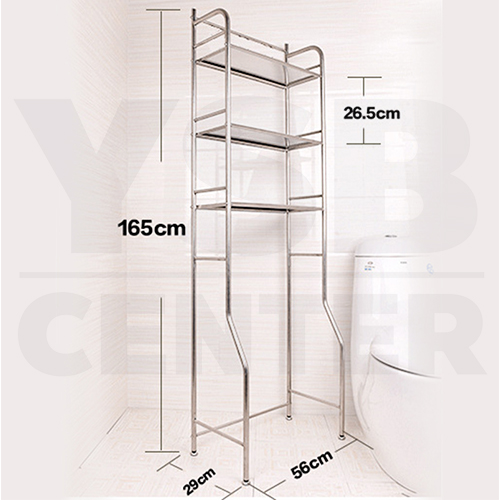 ชั้นวางของแสตนเลส อเนกประสงค์ในห้องน้ำ 3 ชั้น แบบวางบนชักโครก รุ่น CB0012-SS201-HC-019-3