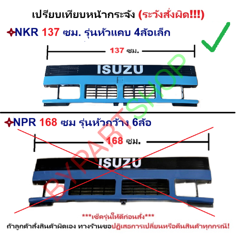 หน้ากระจัง ISUZU NPR/NKR 110-115 หัวแคบ (กว้าง 137เซน) พร้อมขอบแก้ม ครบเซท(ตามรูป) ไม่มีโลโก้ ปี1985-1992 (รหัส:NKR ฟ้า)