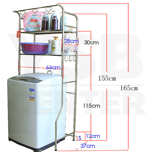 CASSA ชั้นวางของแสตนเลส อเนกประสงค์ 2ชั้น แบบวางบนเครื่องซักผ้า รุ่น CB0013-SS201-HC-02
