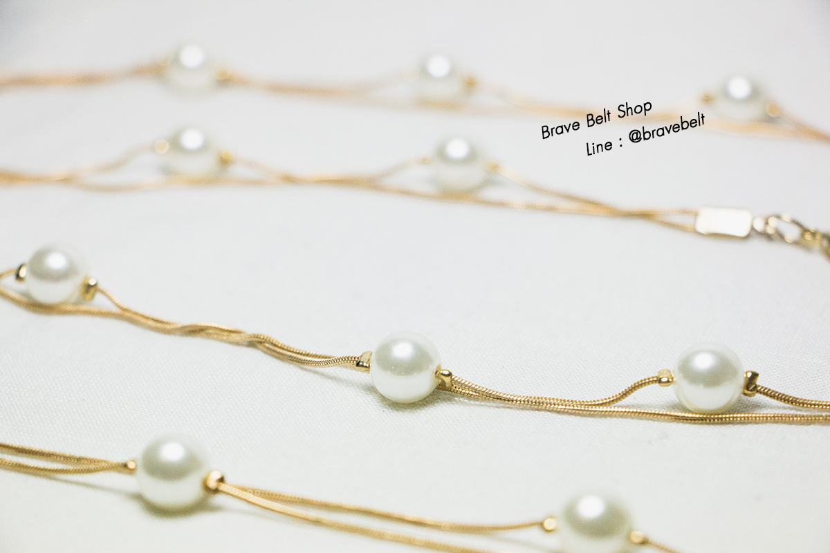 เข็มขัดงานแต่ง เชือกคู่ สายทองสวยไข่มุกเม็ดเล็ก
