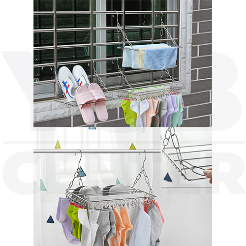 ราว ราวหนีบผ้า ราวสแตนเลส พวงหนีบผ้า ห่วงตากผ้าสแตนเลส แบบสี่เหลี่ยม ราวอเนกประสงค์