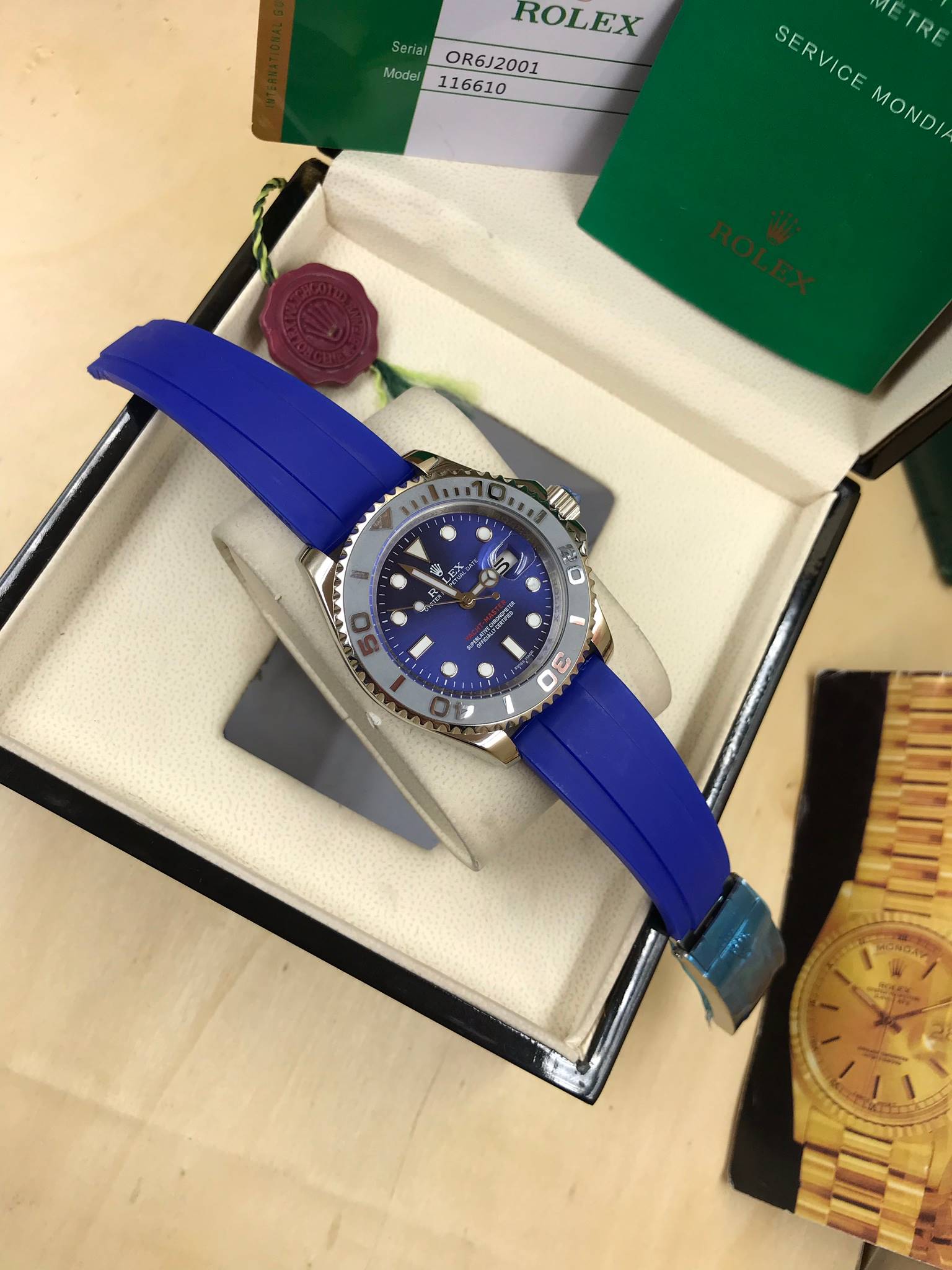 นาฬิกา Rolex รุ่น Yacht Master สีเงิน กรอบเซรามิค Mirror Swiss