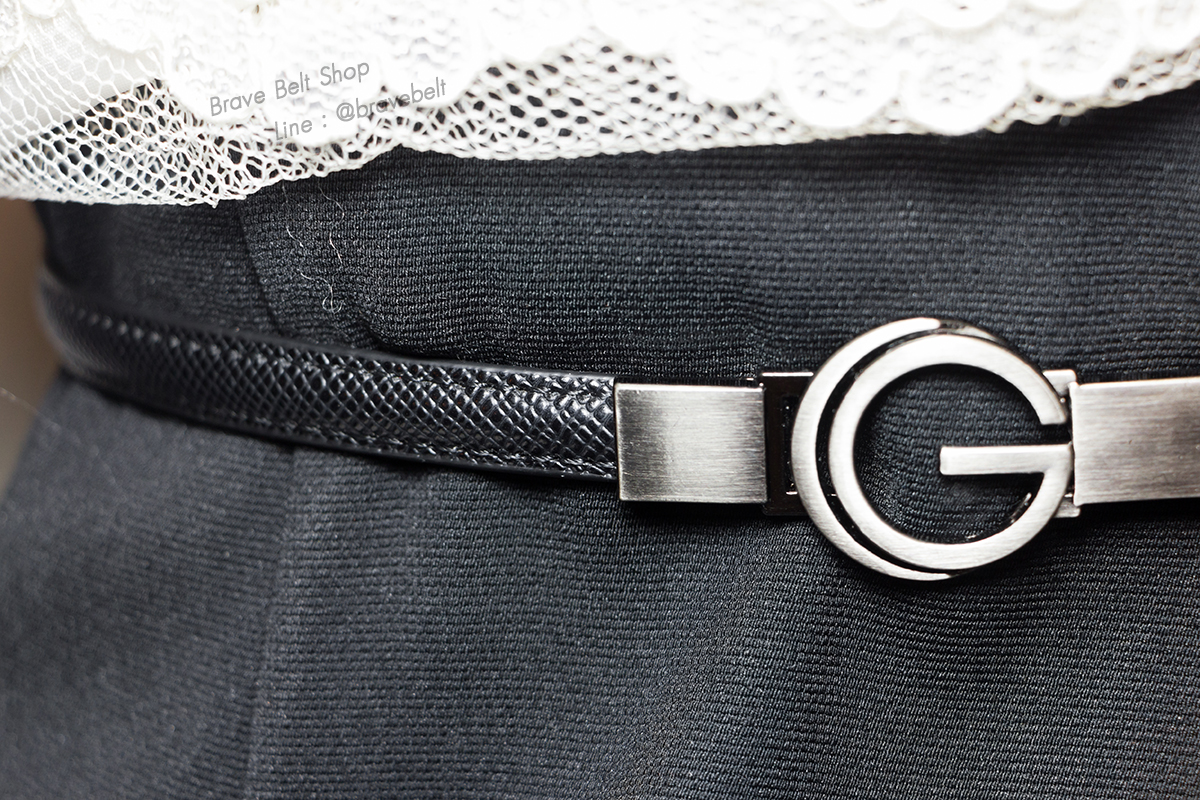 เข็มขัดปรับสายสีดำ หัวรูปตัวจีสวย