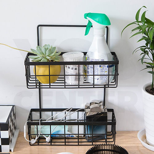 ชั้นเก็บของ ตะแกรงเหล็ก ตะแกรงเหล็กจัดเก็บของ ตะแกรงแขวนอเนกประสงค์ 2 ชั้น สีดำ รุ่น C200-S02