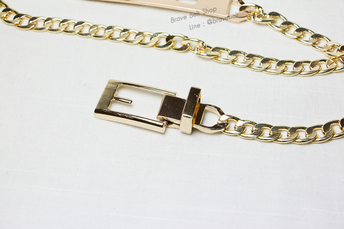 เข็มขัดสายโซ่สีทอง หัวทรงรูปเข็มขัด