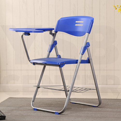 เก้าอี้เลคเชอร์ เก้าอี้ประชุม เก้าอี้เขียนหนังสือ เก้าอี้พับได้ มีที่วางของ น้ำหนักเบา รุ่น F1C015-C-9018AB-BL