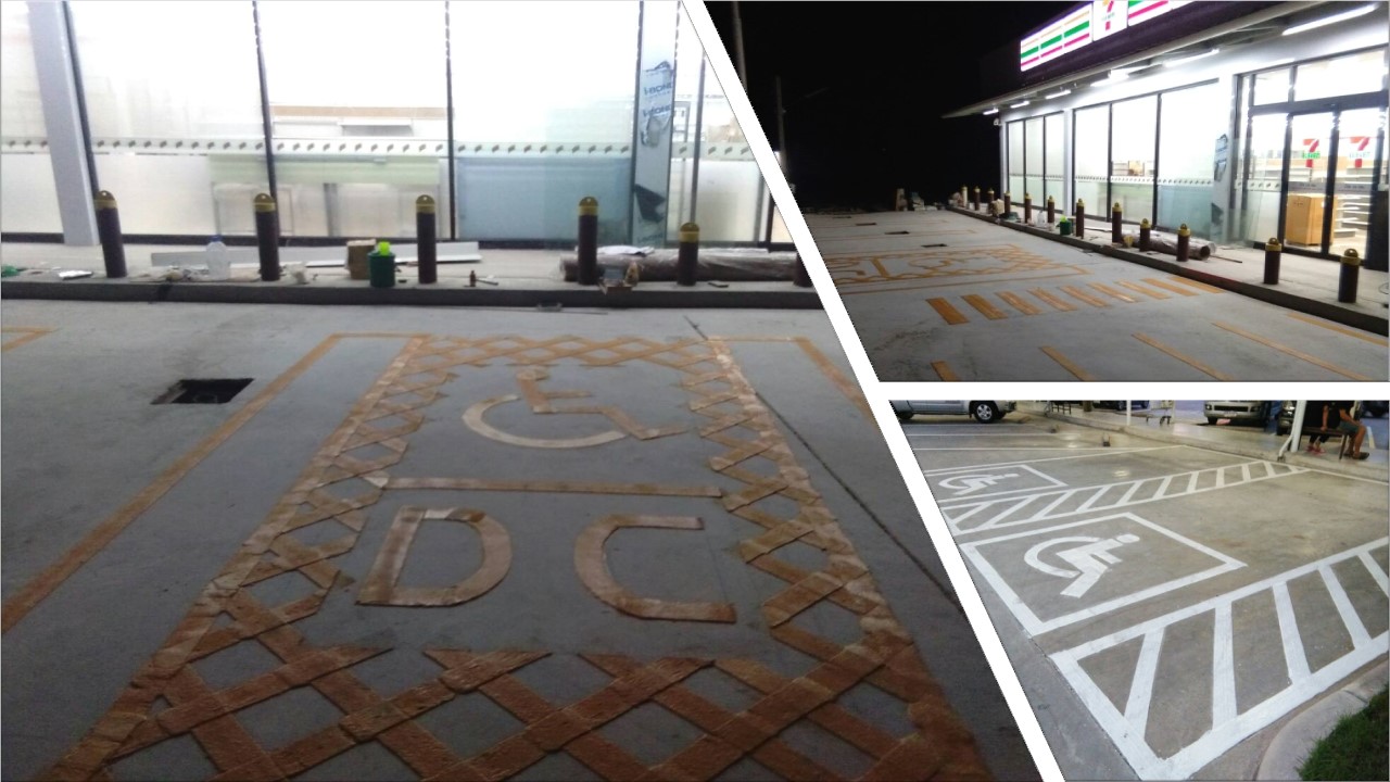 งานทำสัญลักษณ์ช่องจอดรถคนพิการ