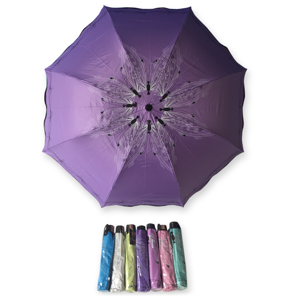 ร่ม4ตอน8ก้าน24นิ้วยูวีสีดำ รหัส 1637