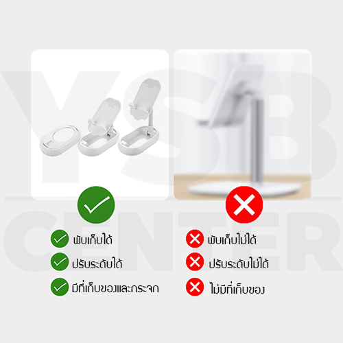 ที่หนีบโทรศัพท์ แท่นวางมือถือ ฐานวงรี สามารถพับเก็บได้ พร้อมกระจกด้านหลัง รุ่นJ1M007 - J1M009