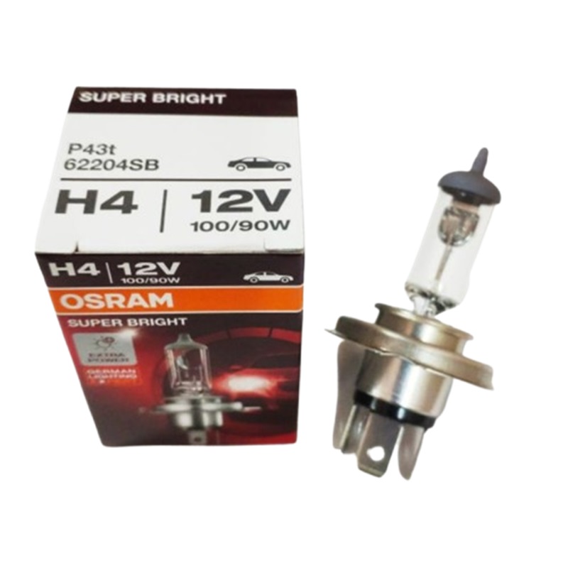 หลอดไฟหน้า Halogen (H4) 12V.100/90W จานแฉก วัตแรงขึ้น เพิ่มความสว่าง+30% (ราคา:ดวง)