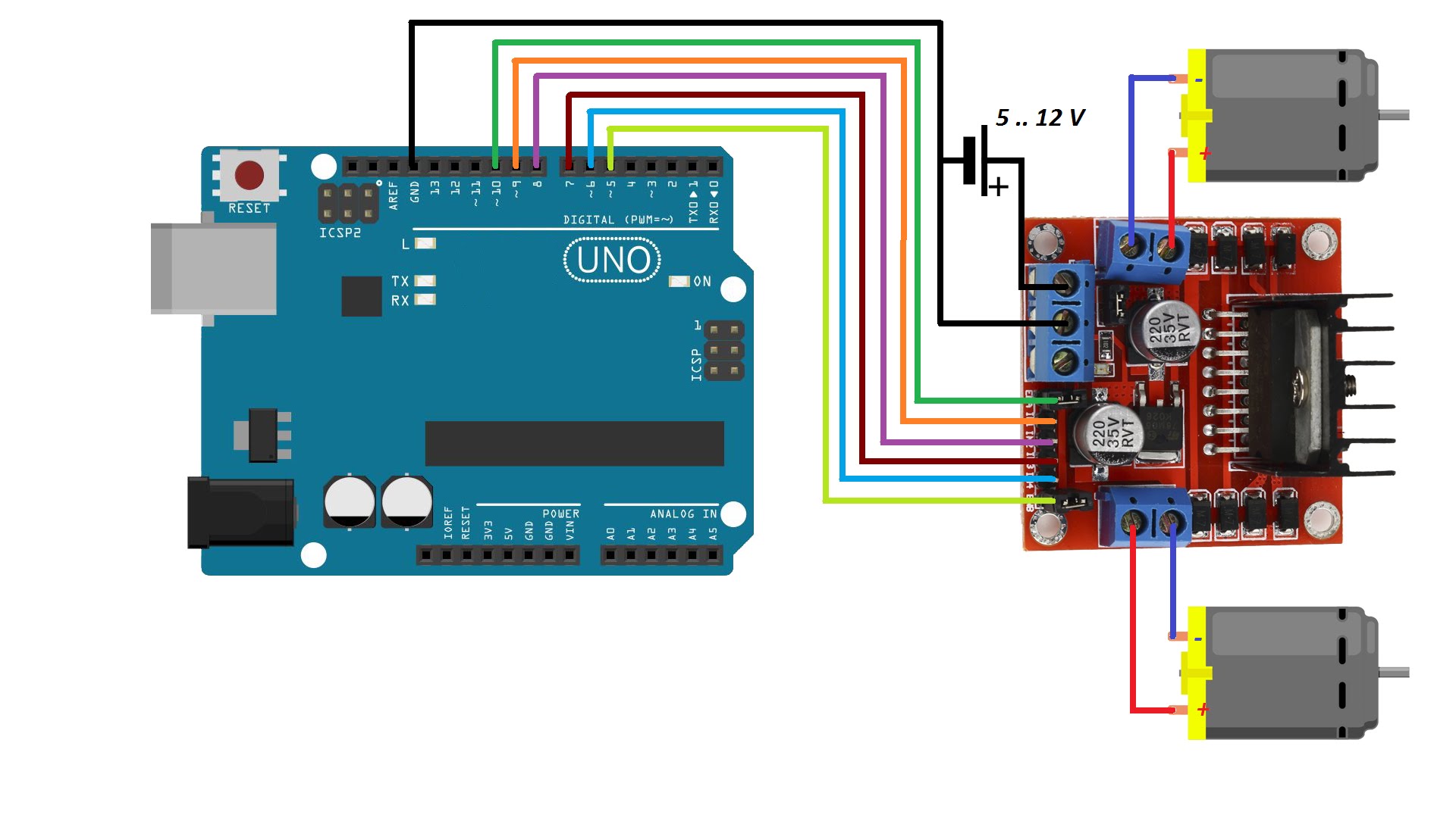 L298N DC motor / Stepper motor driver module