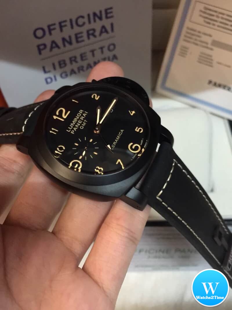 นาฬิกา Panerai Luminor GMT Pam 441 Ceramic PVD สายหนังดำแท้