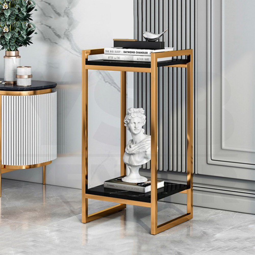 โต๊ะกลาง โต๊ะวางของ โต๊ะอเนกประสงค์ 2ชั้น ลายหินอ่อน ดีไซน์เรียบหรู