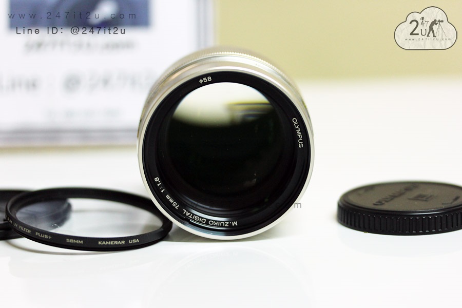 เลนส์ Olympus 75mm f1.8 สี Silver