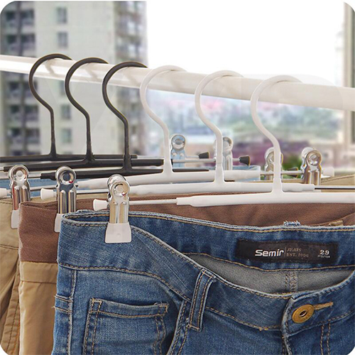 ไม้แขวน ไม้แขวนหนีบกางเกง กระโปรง ไม้แขวนเสื้อแบบหนีบ แพค 3 ชิ้น