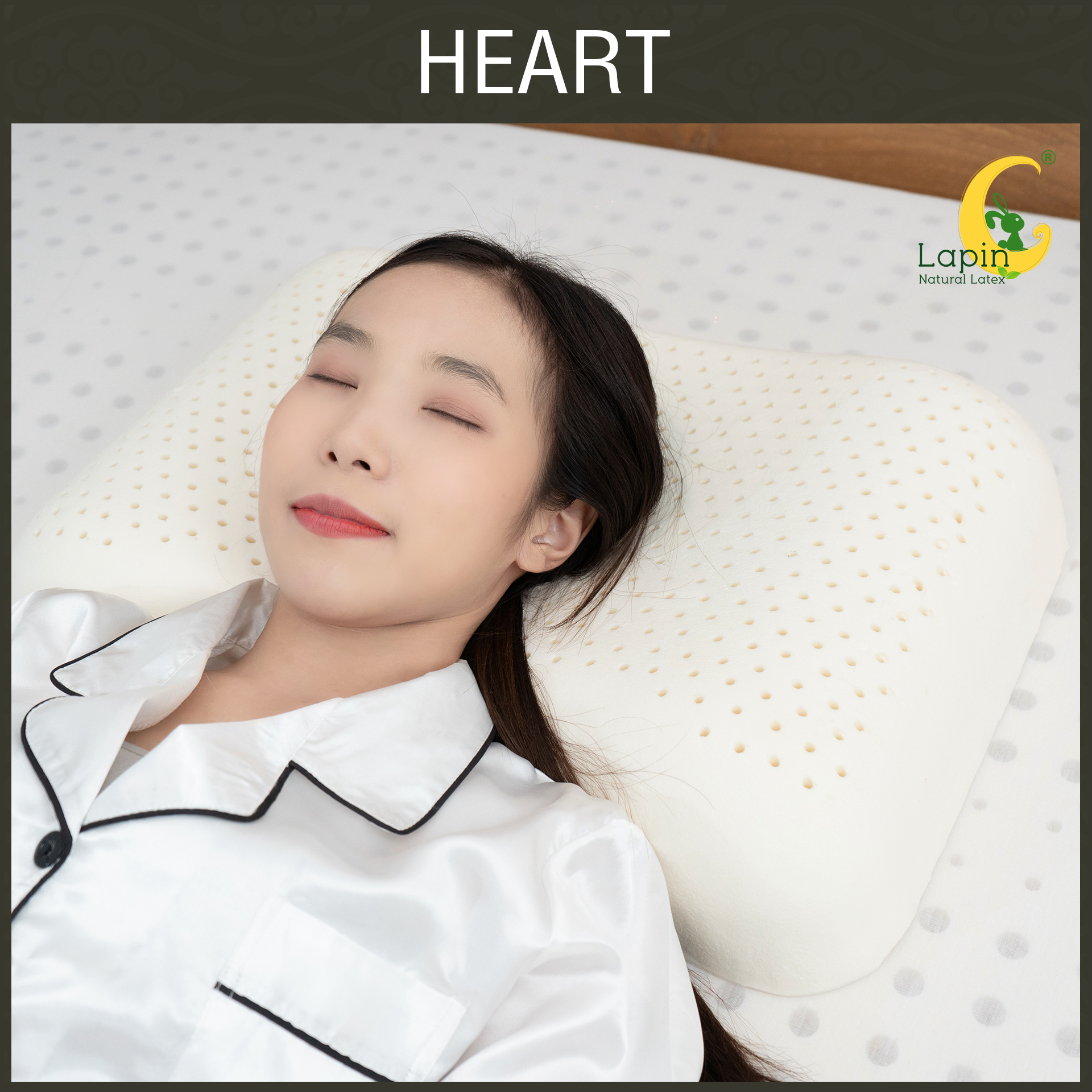 หมอนยางพาราแท้ 100% (LAPIN) รุ่น ฮาร์ท (H)