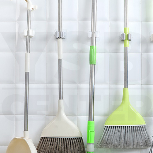 Set 4 ชิ้น ที่แขวนไม้กวาด ไม้ถูพื้น และของใช้ภายในบ้าน แบบติดผนัง