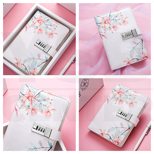 สมุดโน๊ต สมุดบันทึก ไดอารี่ สมุดเขียน B6 มีเส้น มีที่ล๊อครหัส ถนอมสายตา