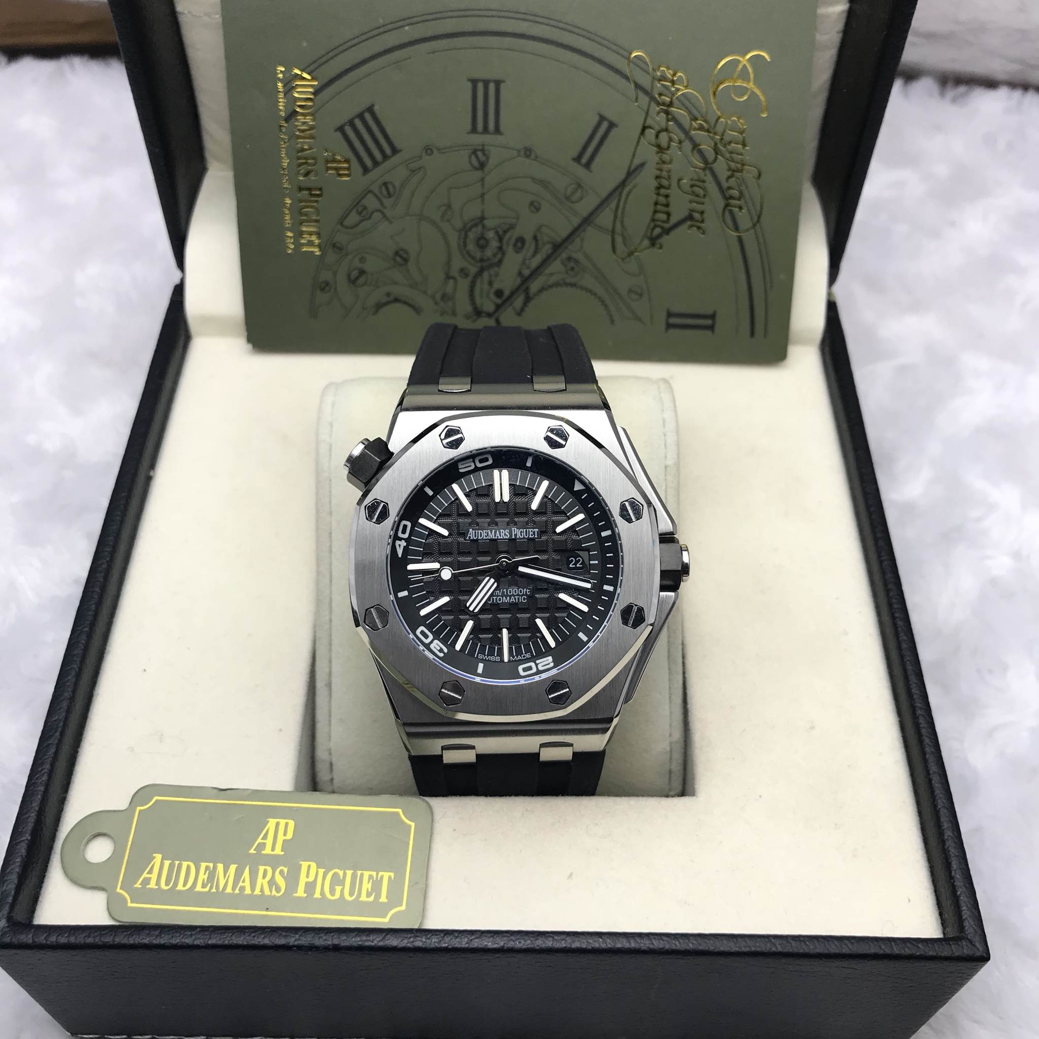 นาฬิกา AP Royal Oak Offshore Diver 15710 Black Dial - 42 mm. Mirror Swiss หน้าดำ