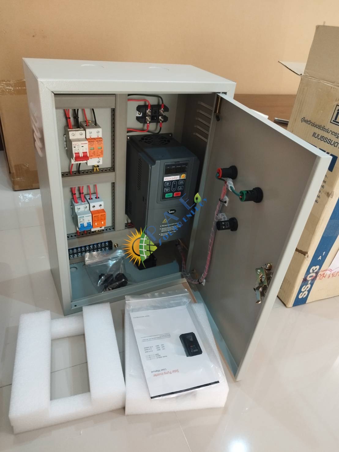 Set ตู้ Hybrid ปั้มน้ำ 5Hp 3P 220V สามารถใช้ทั้ง ไฟบ้านและโซลาร์เซลล์