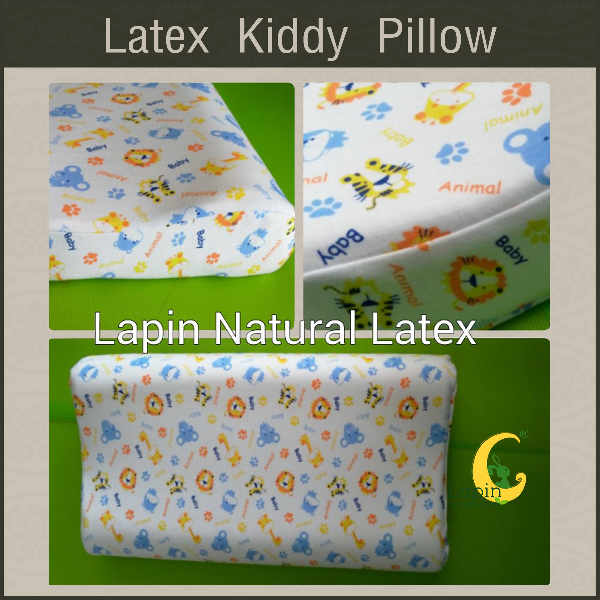 Latex Kiddy Pillow หมอนยางพาราสำหรับเด็ก 3 ขวบขึ้นไป (ลายสัตว์น่ารัก)