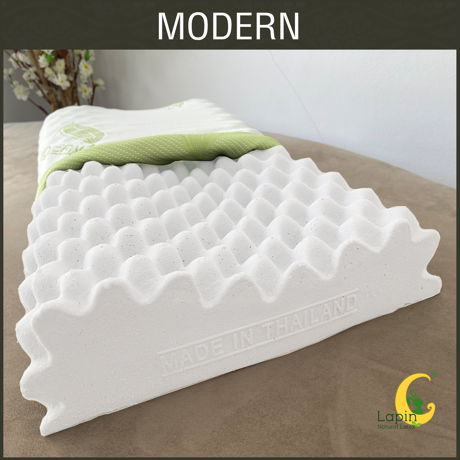 หมอนยางพารารุ่น Modern Latex Pillows รุ่น คอนทัวร์น็อบบี้ 1แถม1 by LAPIN
