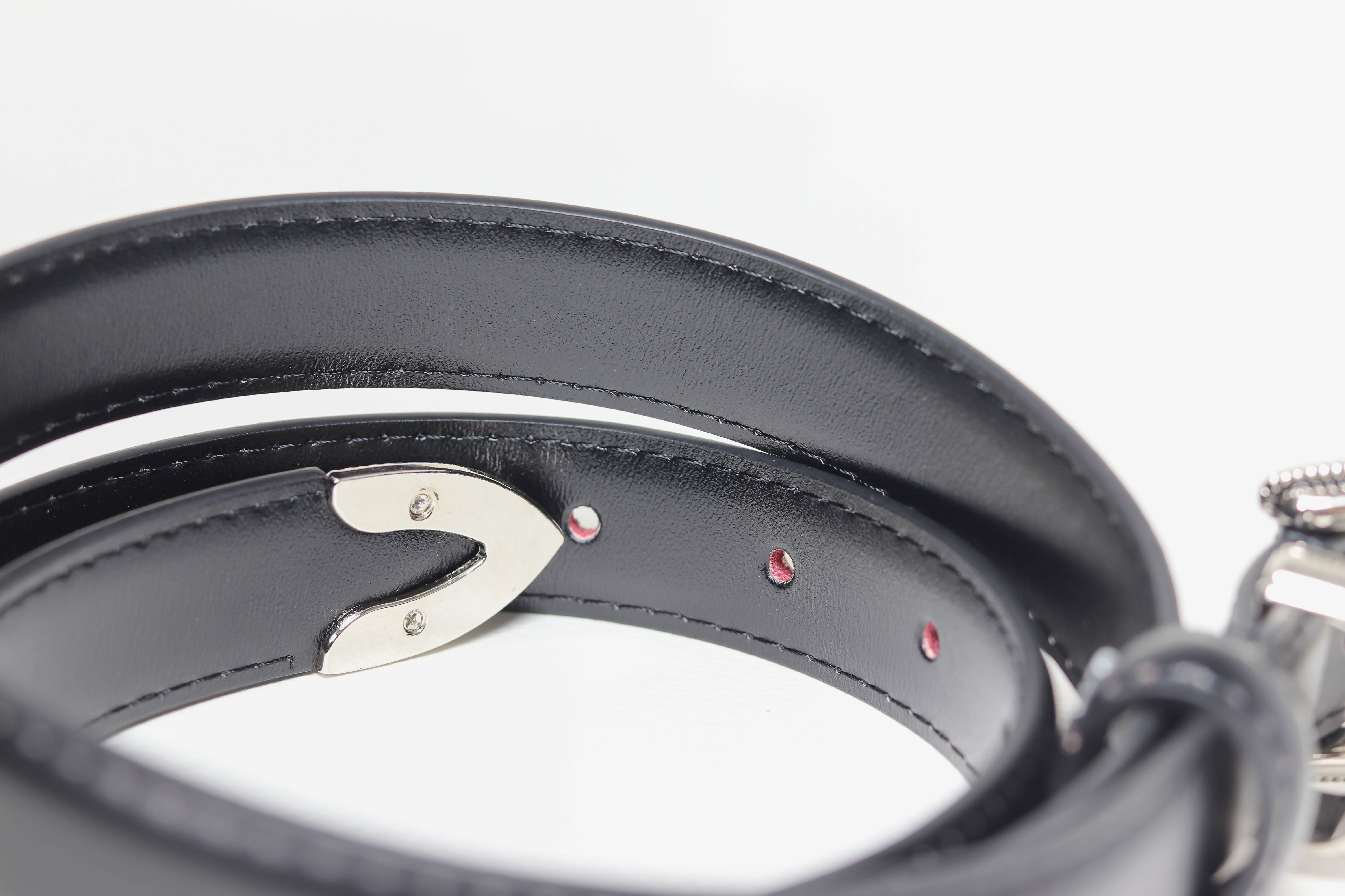 เข็มขัดวินเทจผู้หญิงสีดำ หนังแท้แฟชั่นสวย