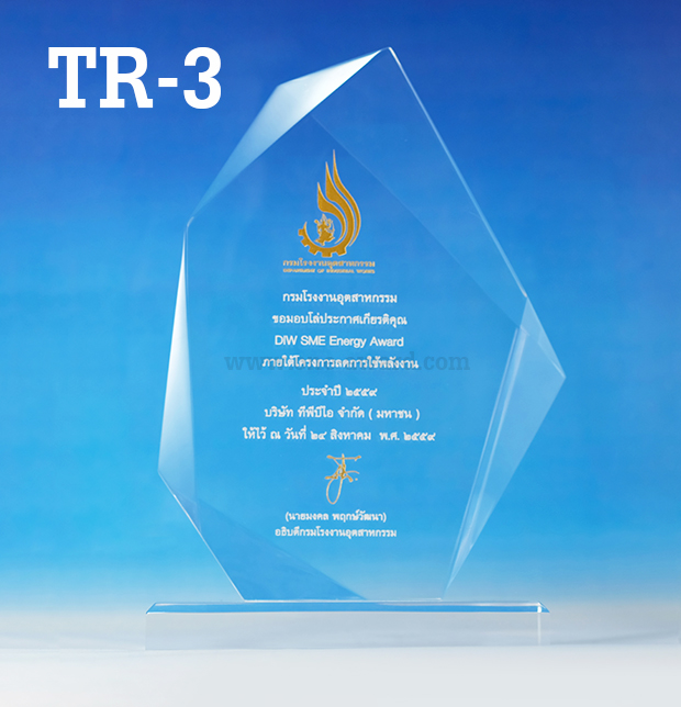 Code: TR-3 โล่อะคริลิค ความสูงตัวโล่ 7 -9 นิ้ว ความหนาอะคริลิค 15 มม. พร้อมเลเซอร์ข้อความและโลโก้ ลงสีได้ไม่เกิน 2 สี ***ราคาเริ่มต้นที่ 720 บาท***