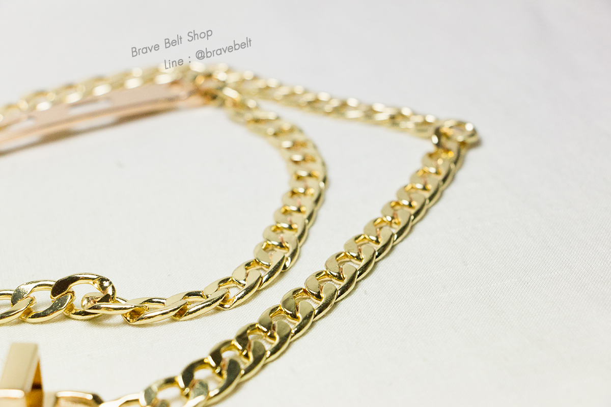 เข็มขัดสายโซ่สีทอง หัวทรงรูปเข็มขัด