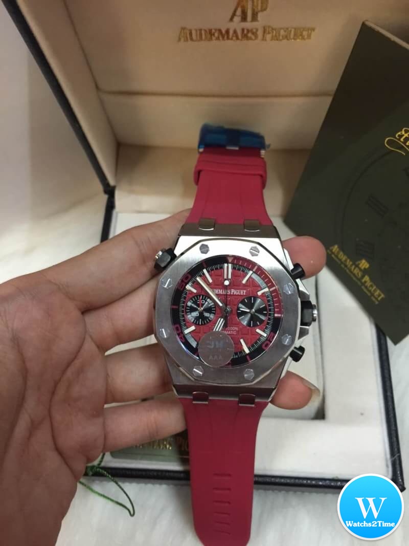นาฬิกา Audemars Piguet Royal Oak Offshore Diver Chronograpp สีเงิน สายยางสีแดง